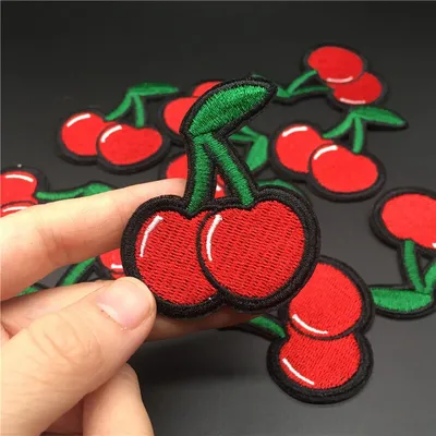Embroidered Cherry Iron On Patch Embroidered Cherry Iron On Patch