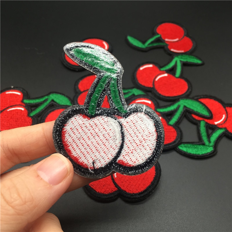 Embroidered Cherry Iron On Patch Embroidered Cherry Iron On Patch