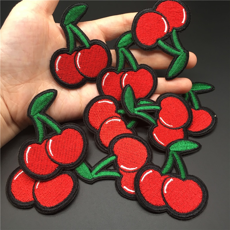 Embroidered Cherry Iron On Patch Embroidered Cherry Iron On Patch