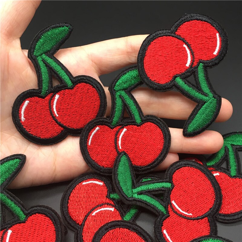 Embroidered Cherry Iron On Patch Embroidered Cherry Iron On Patch