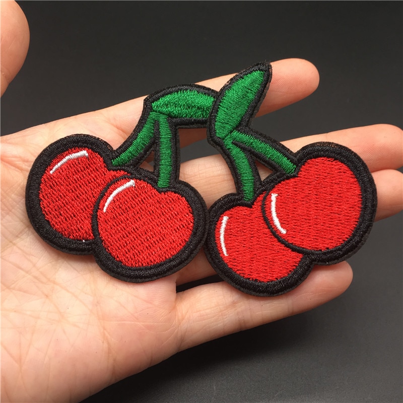 Embroidered Cherry Iron On Patch Embroidered Cherry Iron On Patch