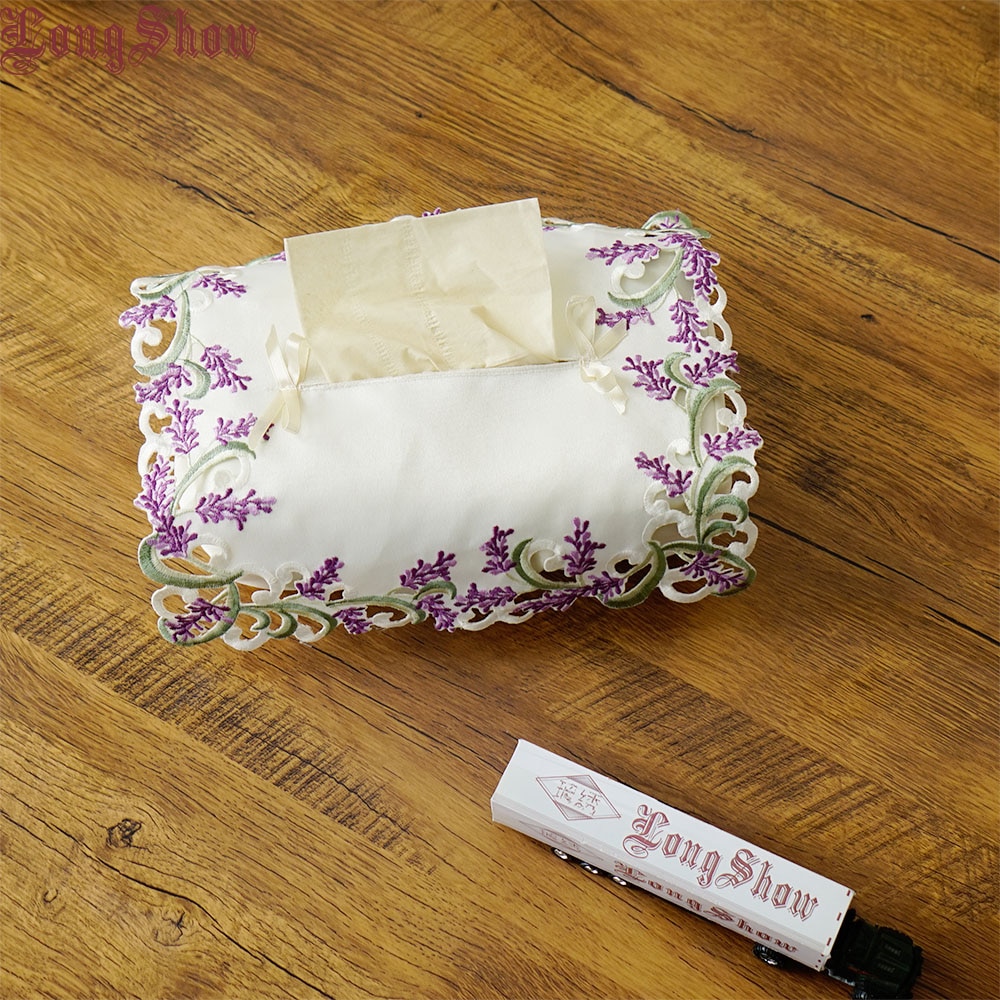 Embroidered Tissue Box Fabric Cover Embroidered Tissue Box Fabric Cover