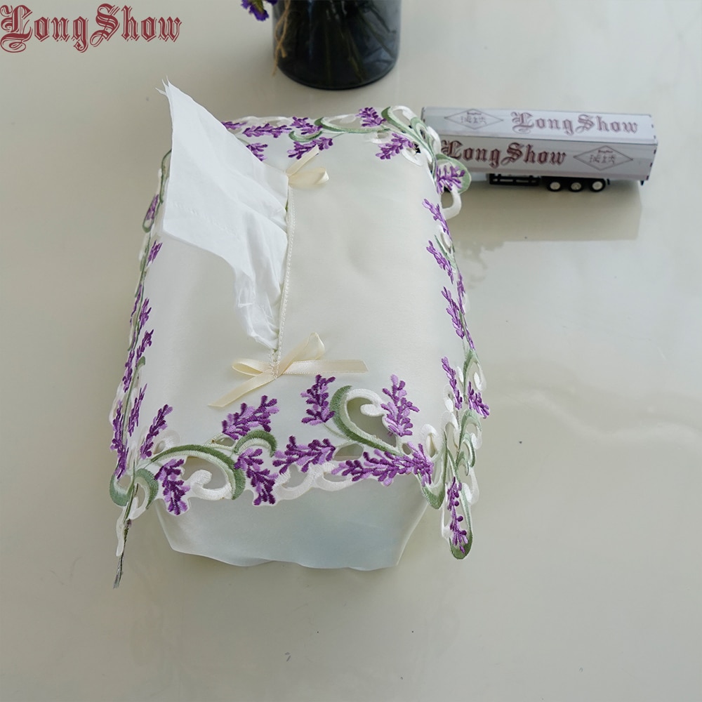 Embroidered Tissue Box Fabric Cover Embroidered Tissue Box Fabric Cover