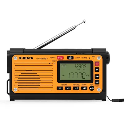 Emergency Crank Weather Radio FM/AM/SW/NOAA Alert Portable Radio with Phone Charger, Bluetooth, Battery Operated