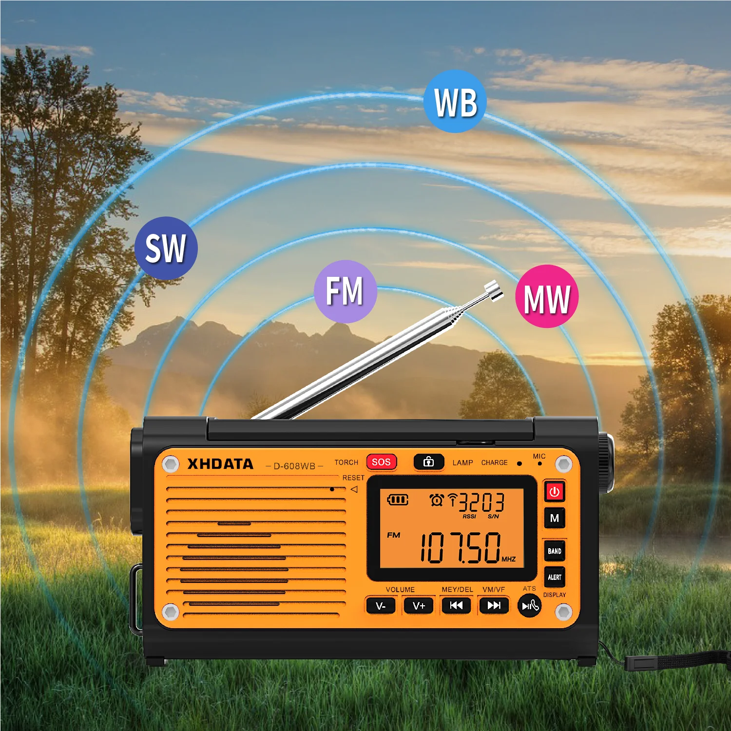 Emergency Crank Weather Radio FM/AM/SW/NOAA Alert Portable Radio with Phone Charger, Bluetooth, Battery Operated
