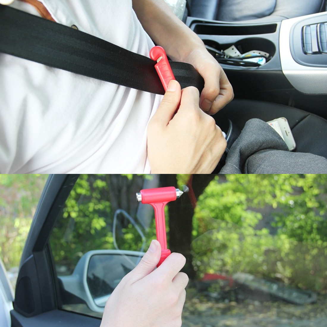 Emergency Glass Hammer with Seatbelt Cutter