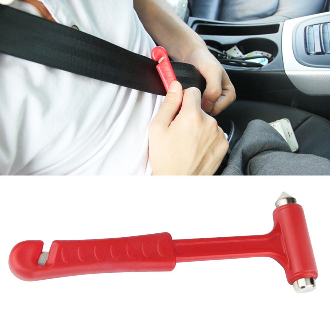 Emergency Glass Hammer with Seatbelt Cutter