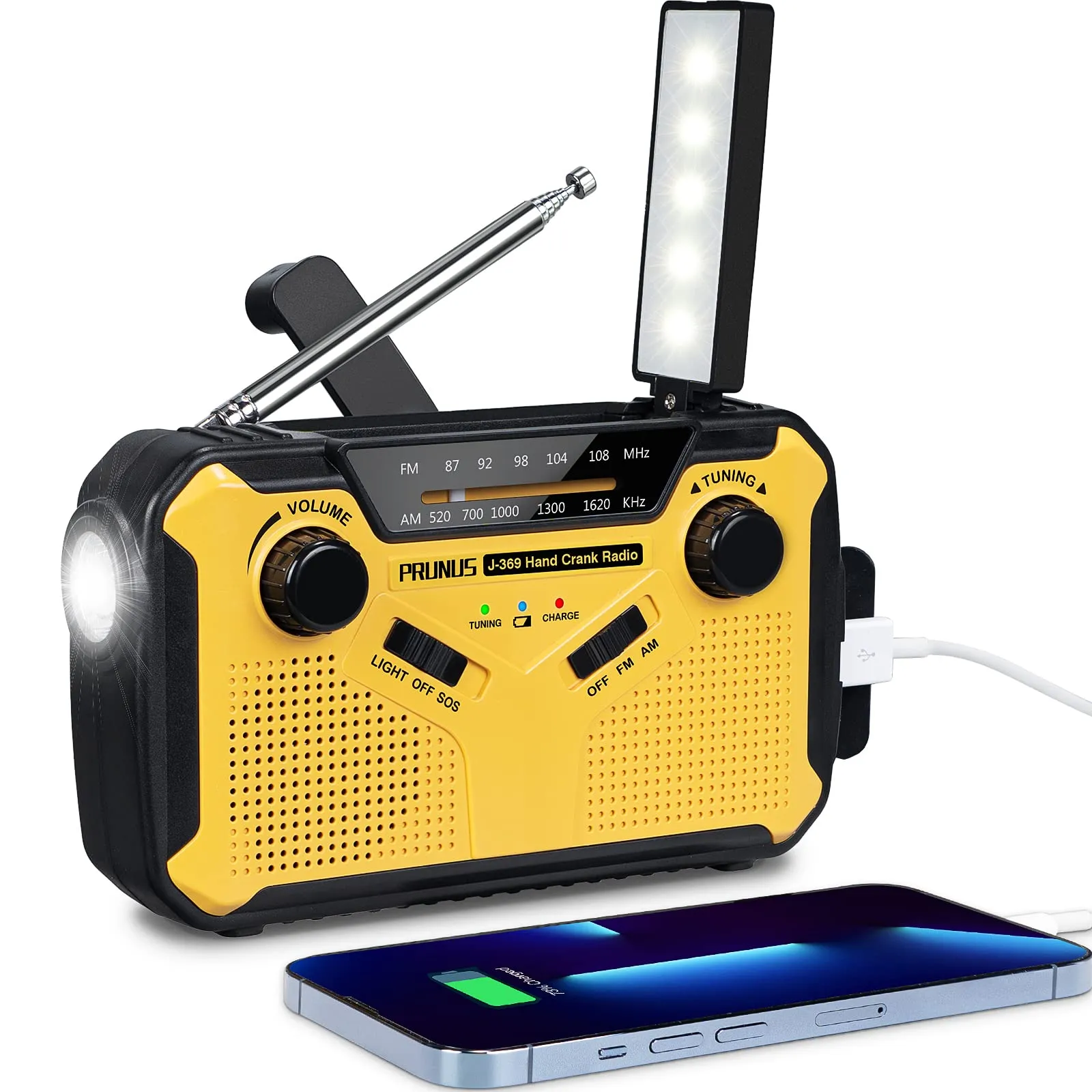 Emergency Radio AM/FM Portable Radio Solor Hand Crank USB AA Batteries Rechargeable Torch Reading Lamp SOS Alarm for