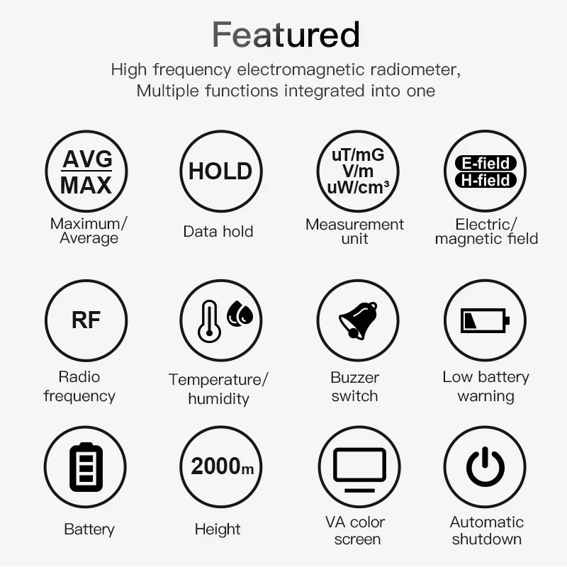 EMF Meter High Frequency 30MHz~8Ghz Electromagnetic Field Radiation Detector Three-axis Radiometer Tester Rachargeable EMF Meter High Frequency 30MHz~8Ghz Electromagnetic Field Radiation Detector Three-axis Radiometer Tester Rachargeable