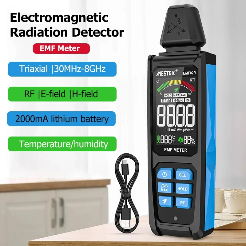 EMF Meter High Frequency 30MHz~8Ghz Electromagnetic Field Radiation Detector Three-axis Radiometer Tester Rachargeable EMF Meter High Frequency 30MHz~8Ghz Electromagnetic Field Radiation Detector Three-axis Radiometer Tester Rachargeable