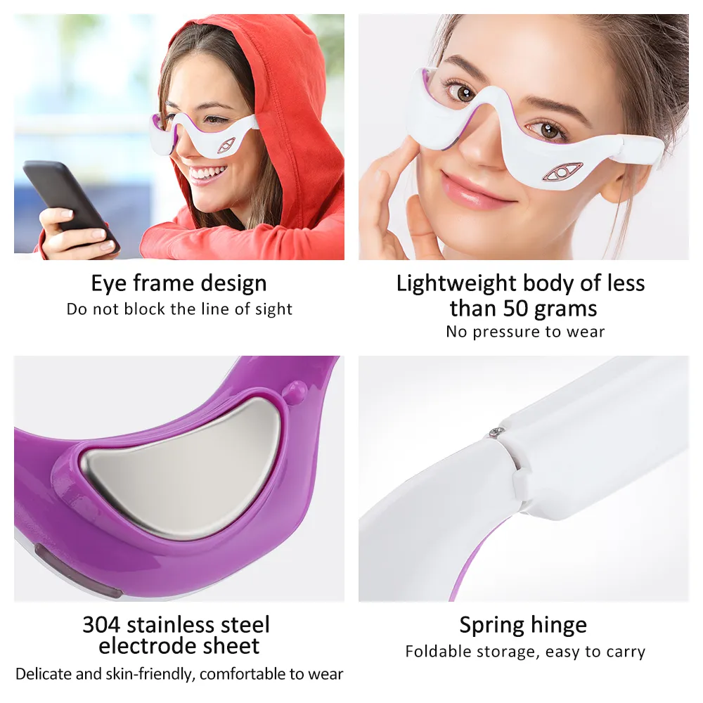 EMS Micro Current Pulse Eye Massager Heating Therapy Eye Beauty Device Relieves Eye Fatigue Fades Dark Circle Anti