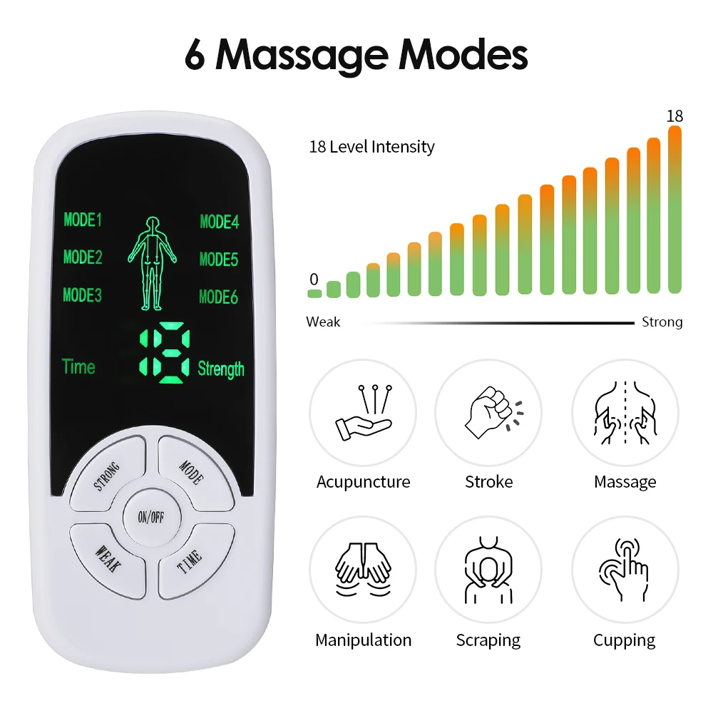 EMS Pulse Electric Muscle Stimulator Back Neck Body Massager Tens Acupuncture Meridian Physiotherapy Digital Massage