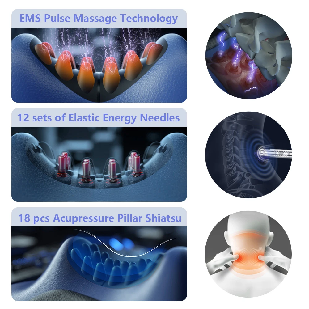 EMS Pulse Neck Pillow Massager Electirc Cervical Stretcher Heating Vibration Muscle Relax Cervical Chiropractic