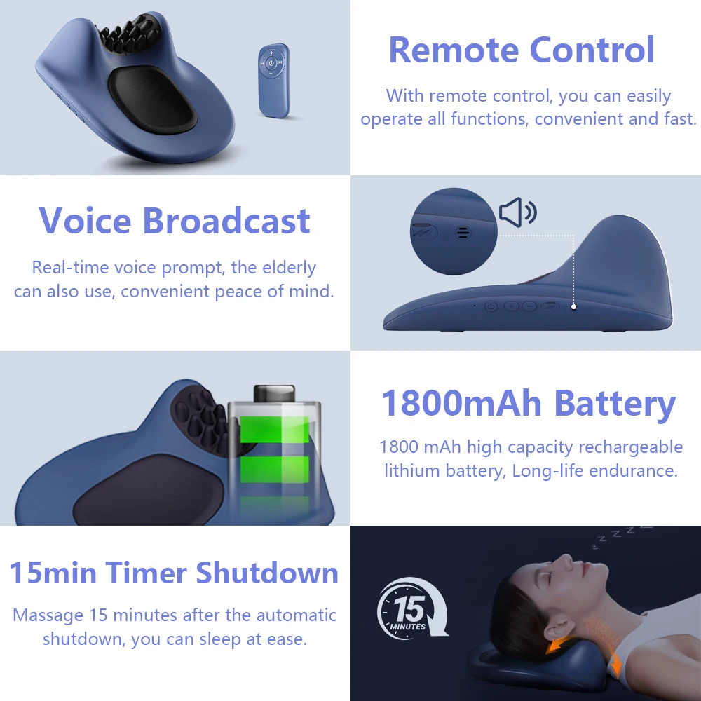 EMS Pulse Neck Pillow Massager Electirc Cervical Stretcher Heating Vibration Muscle Relax Cervical Chiropractic