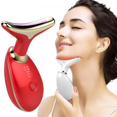 EMS Thermal Neck Lifting and Tighten Massager Electric Microcurrent Wrinkle Remover LED Photon Face Beauty Device for