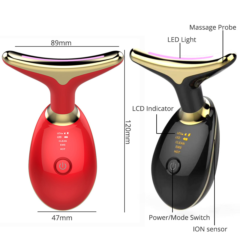 EMS Thermal Neck Lifting and Tighten Massager Electric Microcurrent Wrinkle Remover LED Photon Face Beauty Device for