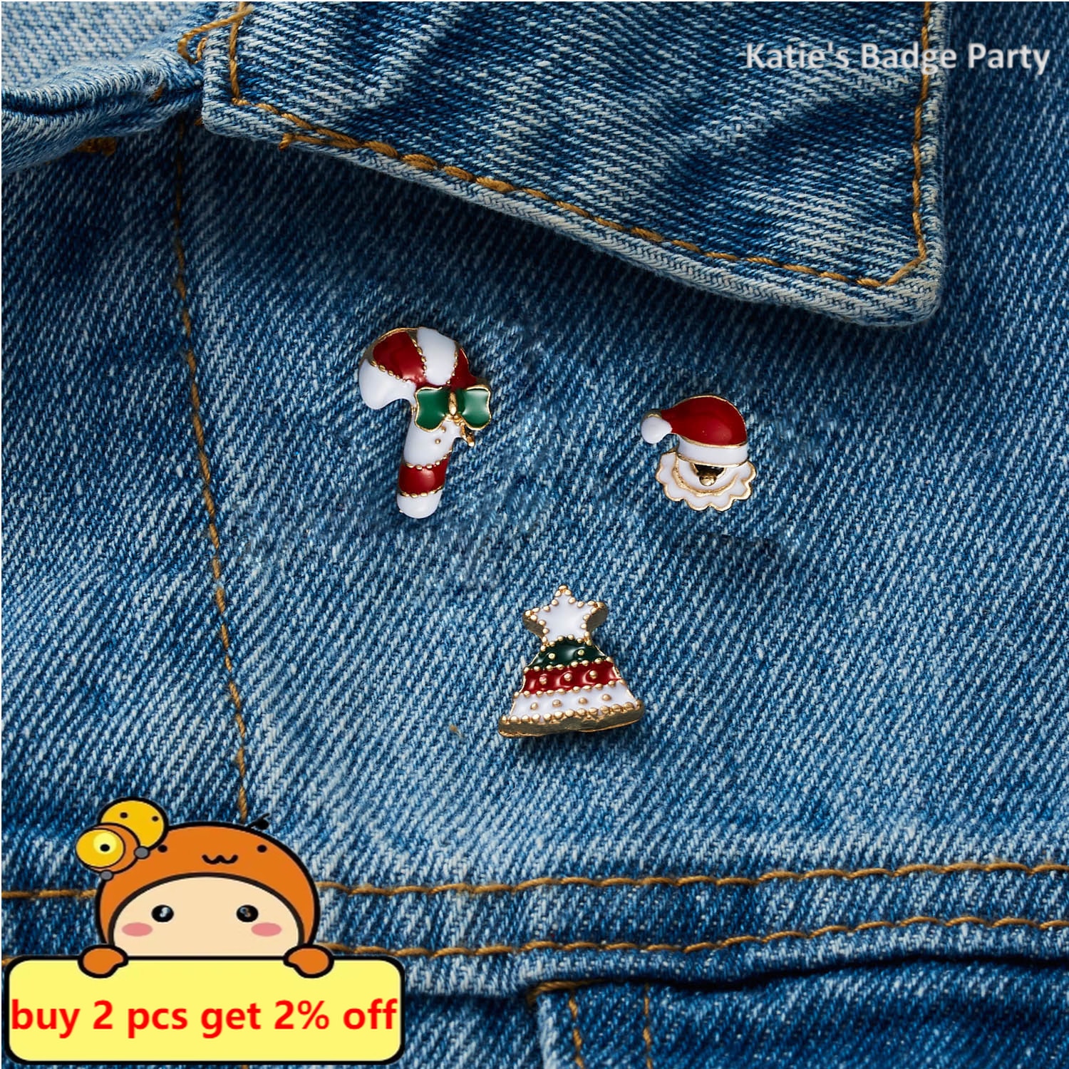 Enamel Christmas Brooches (3pcs)
