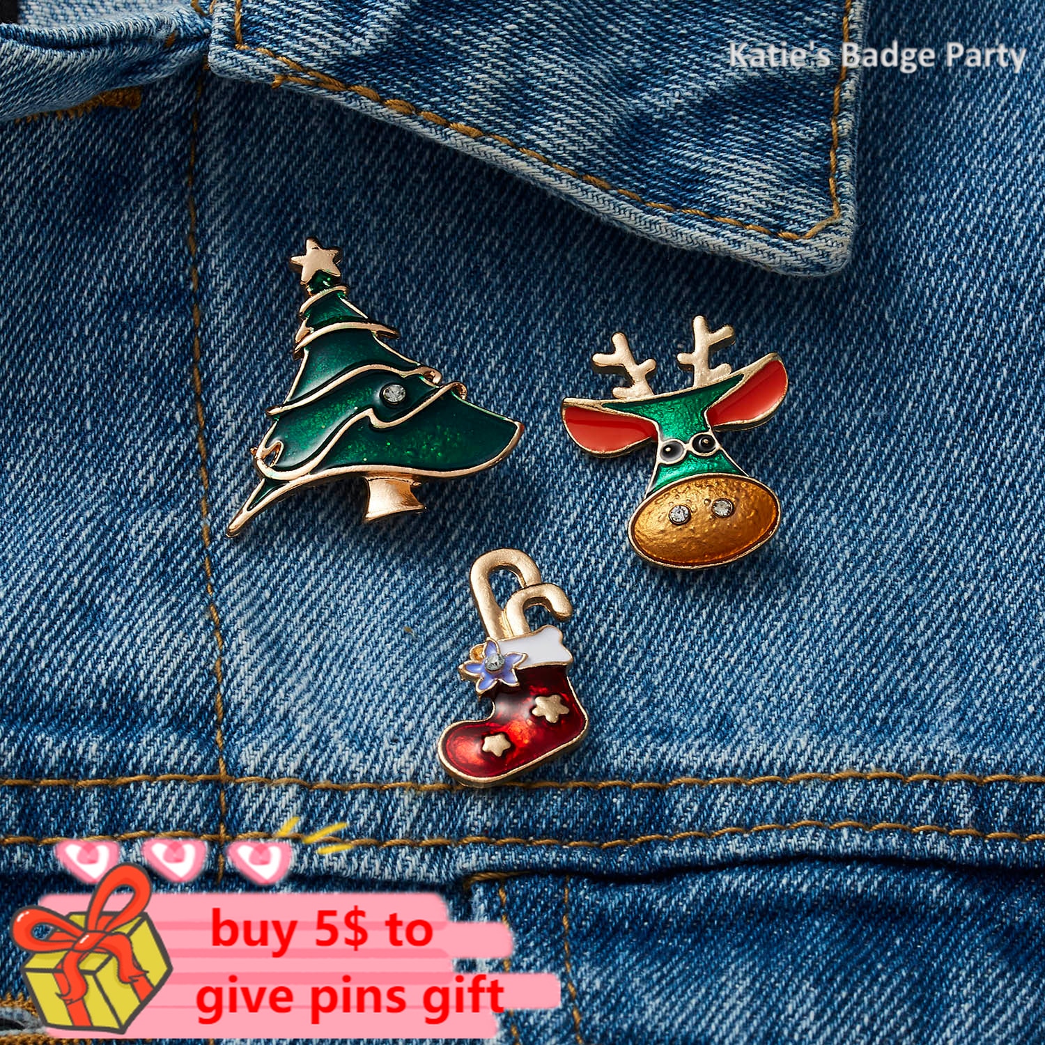 Enamel Christmas Brooches (3pcs)