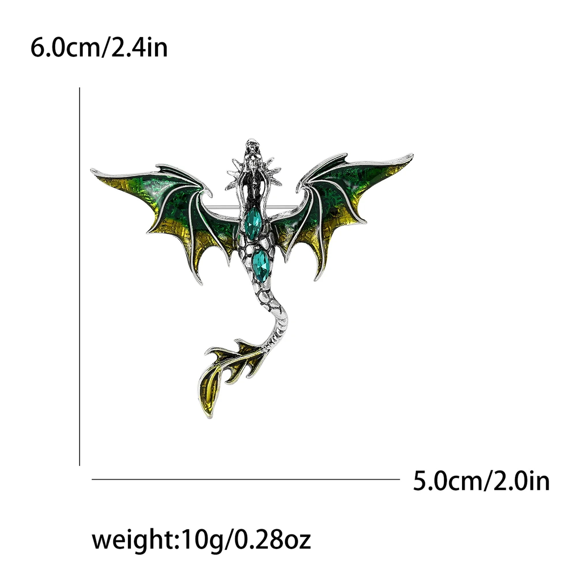 Enamel Dragon Pins for Women Unisex Rhinestone Flying Dragons Brooch Event Party Backpack Decoration Clothes Accessories