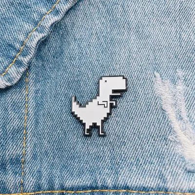 Enamel Pixel Dinosaur Brooch Pin