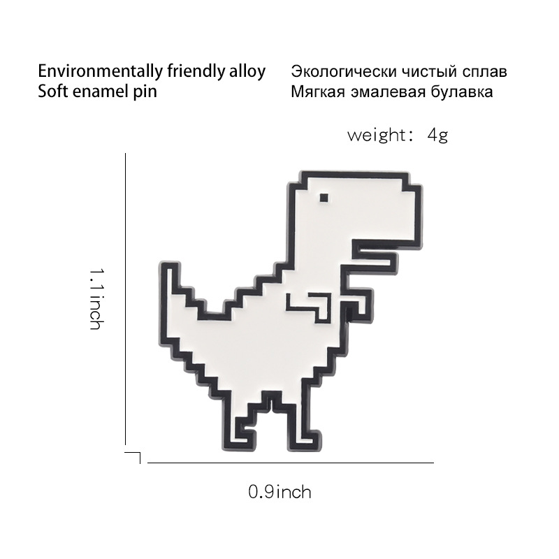 Enamel Pixel Dinosaur Brooch Pin Enamel Pixel Dinosaur Brooch Pin