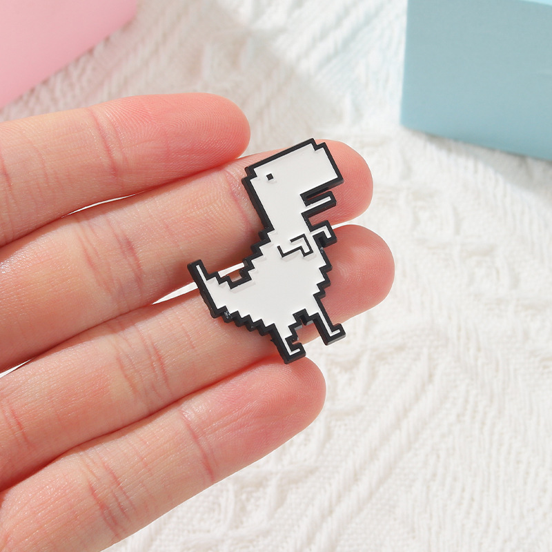 Enamel Pixel Dinosaur Brooch Pin Enamel Pixel Dinosaur Brooch Pin