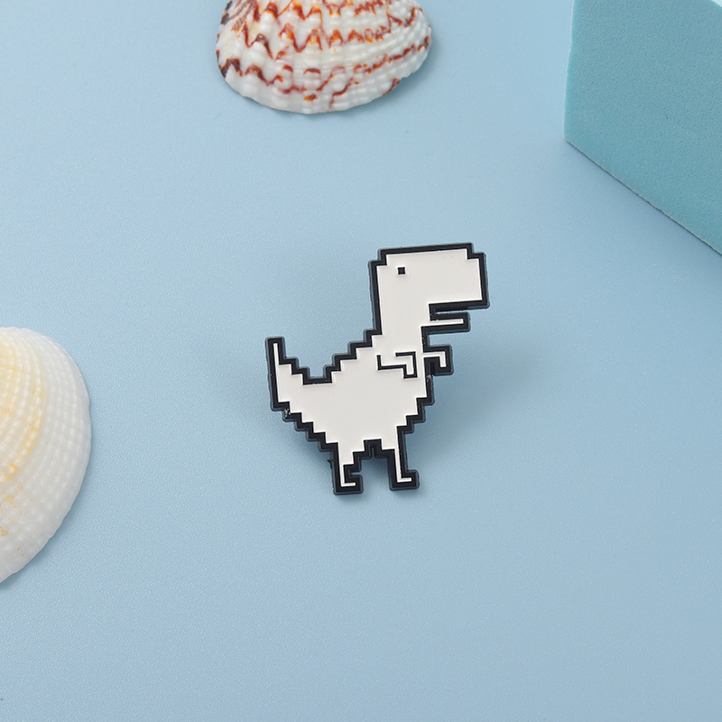 Enamel Pixel Dinosaur Brooch Pin Enamel Pixel Dinosaur Brooch Pin