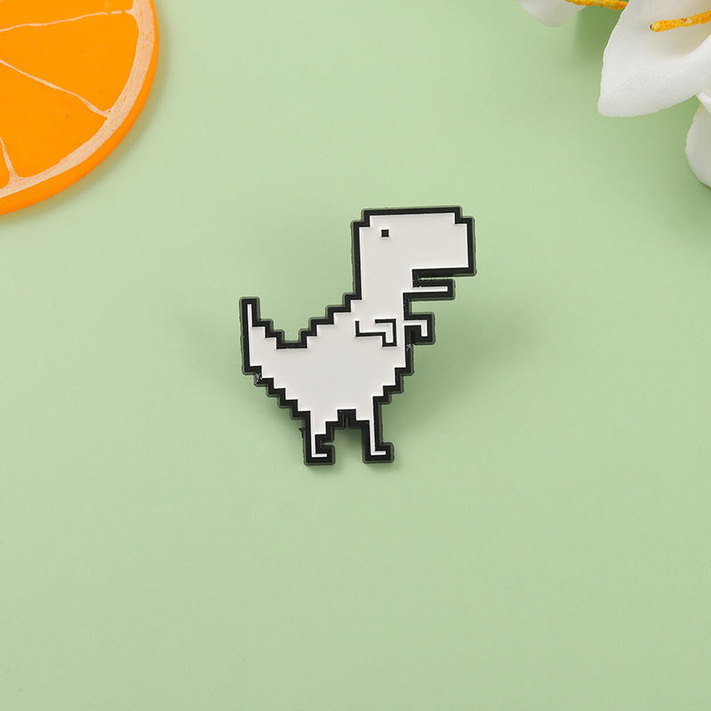 Enamel Pixel Dinosaur Brooch Pin Enamel Pixel Dinosaur Brooch Pin