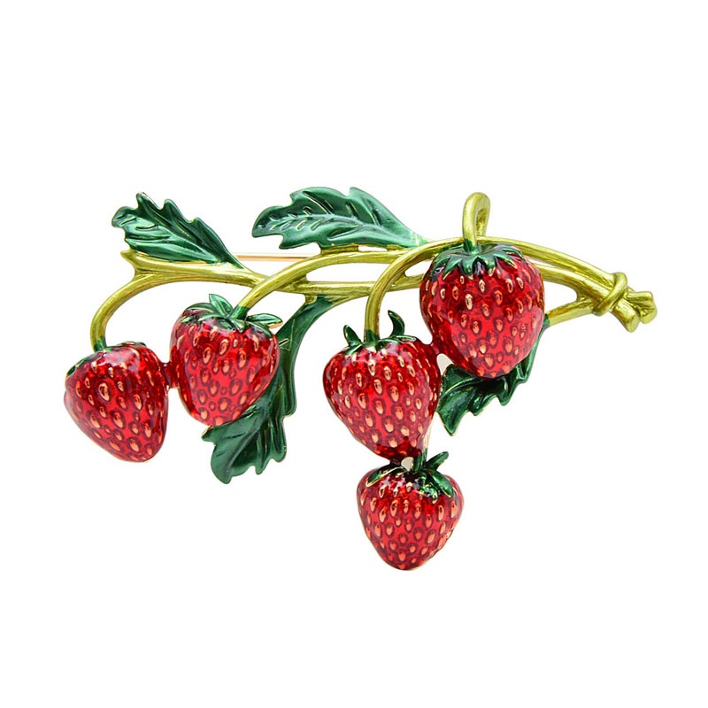 Enamel Strawberry Brooch Pin