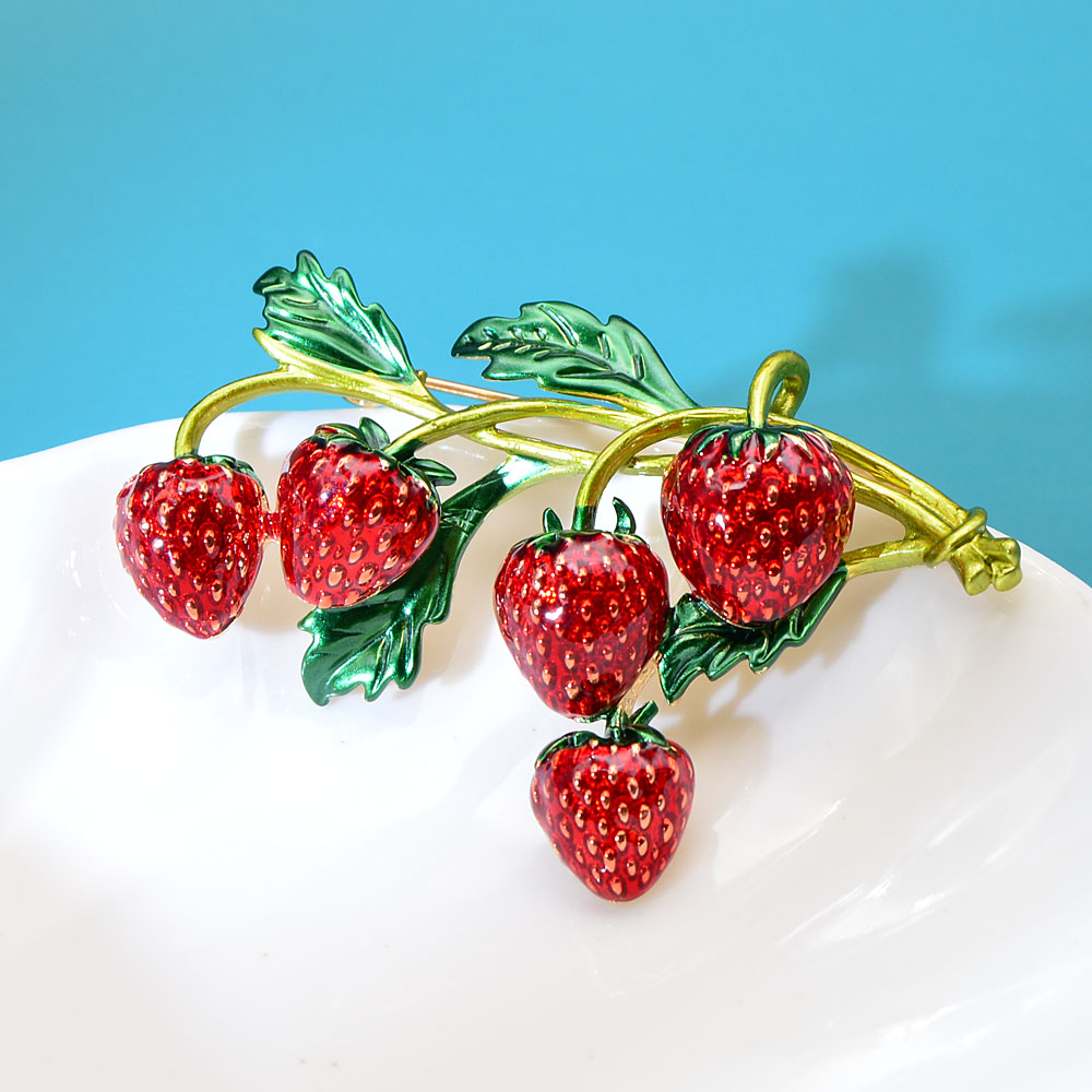 Enamel Strawberry Brooch Pin