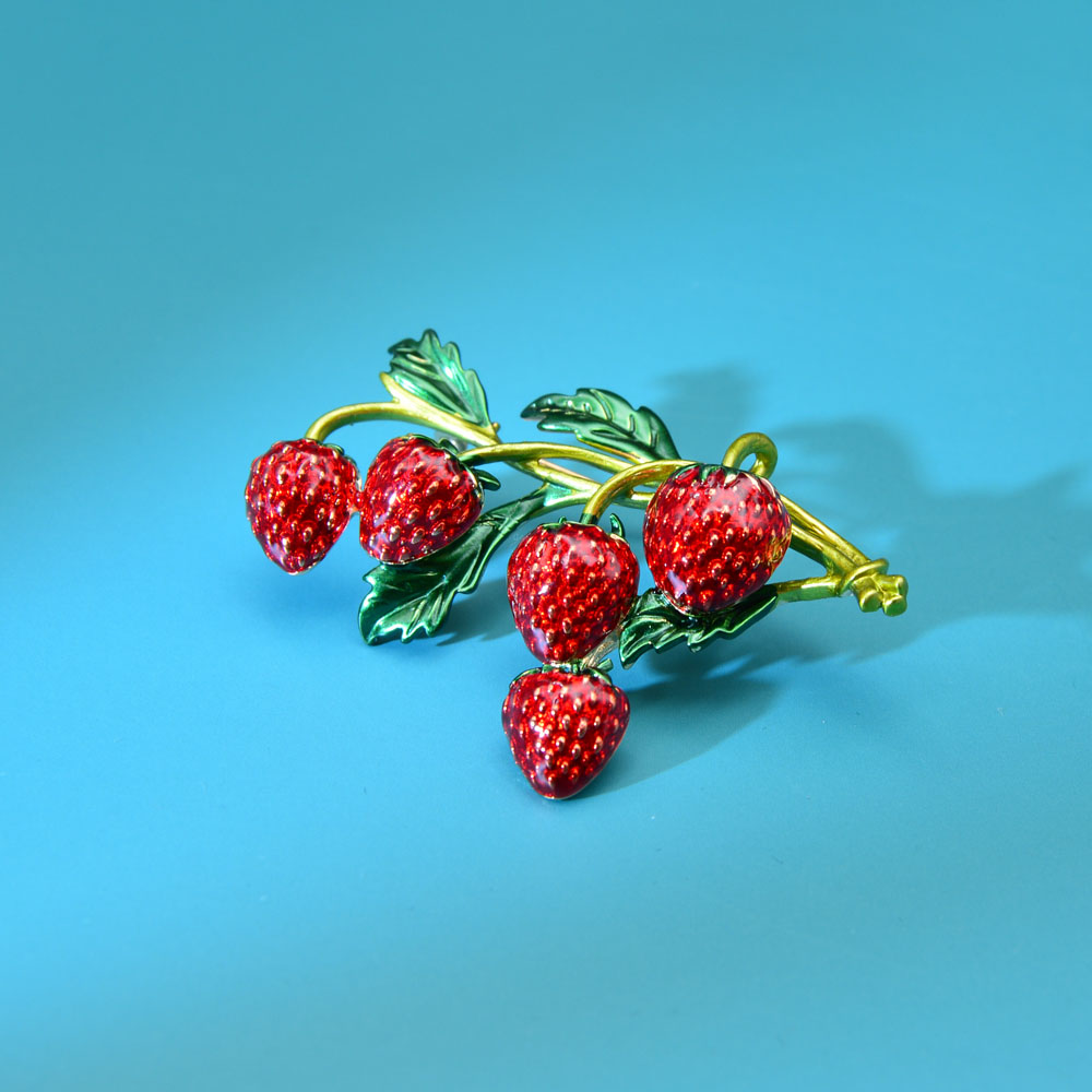 Enamel Strawberry Brooch Pin