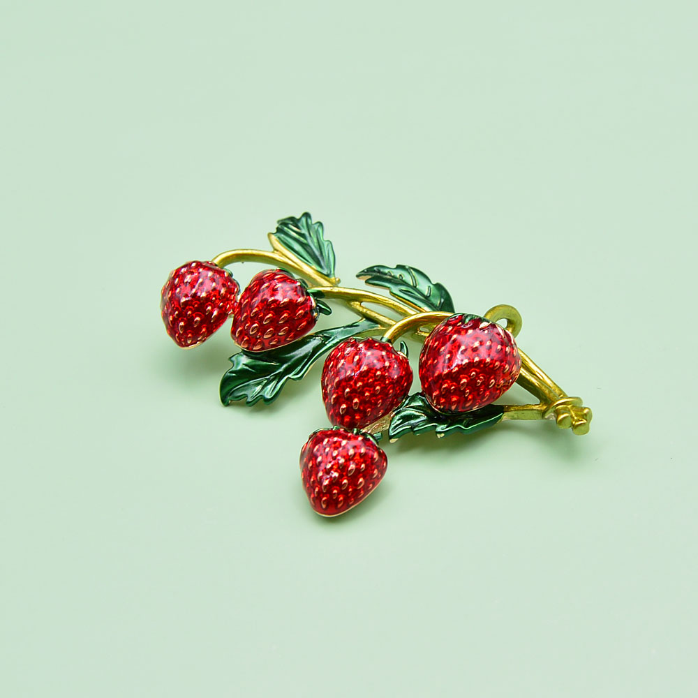 Enamel Strawberry Brooch Pin
