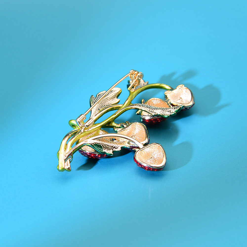 Enamel Strawberry Brooch Pin