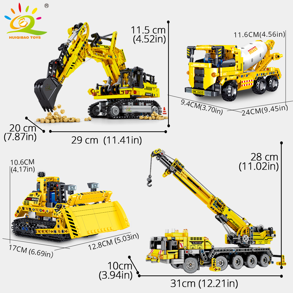 Engineering Truck Tech Building Block City Construction Toy For Children Boy Adults Excavator Bulldozer Crane Car Brick