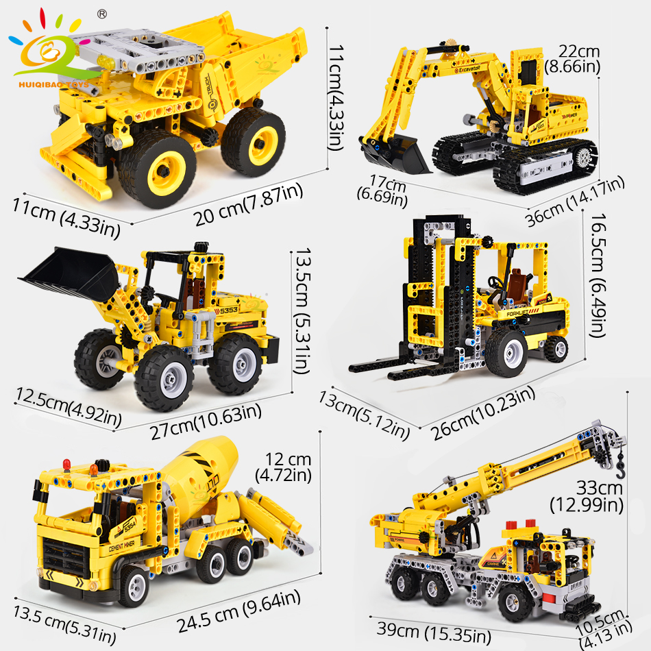 Engineering Truck Tech Building Block City Construction Toy For Children Boy Adults Excavator Bulldozer Crane Car Brick