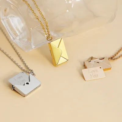 Envelope Locket Necklace with Secret Message