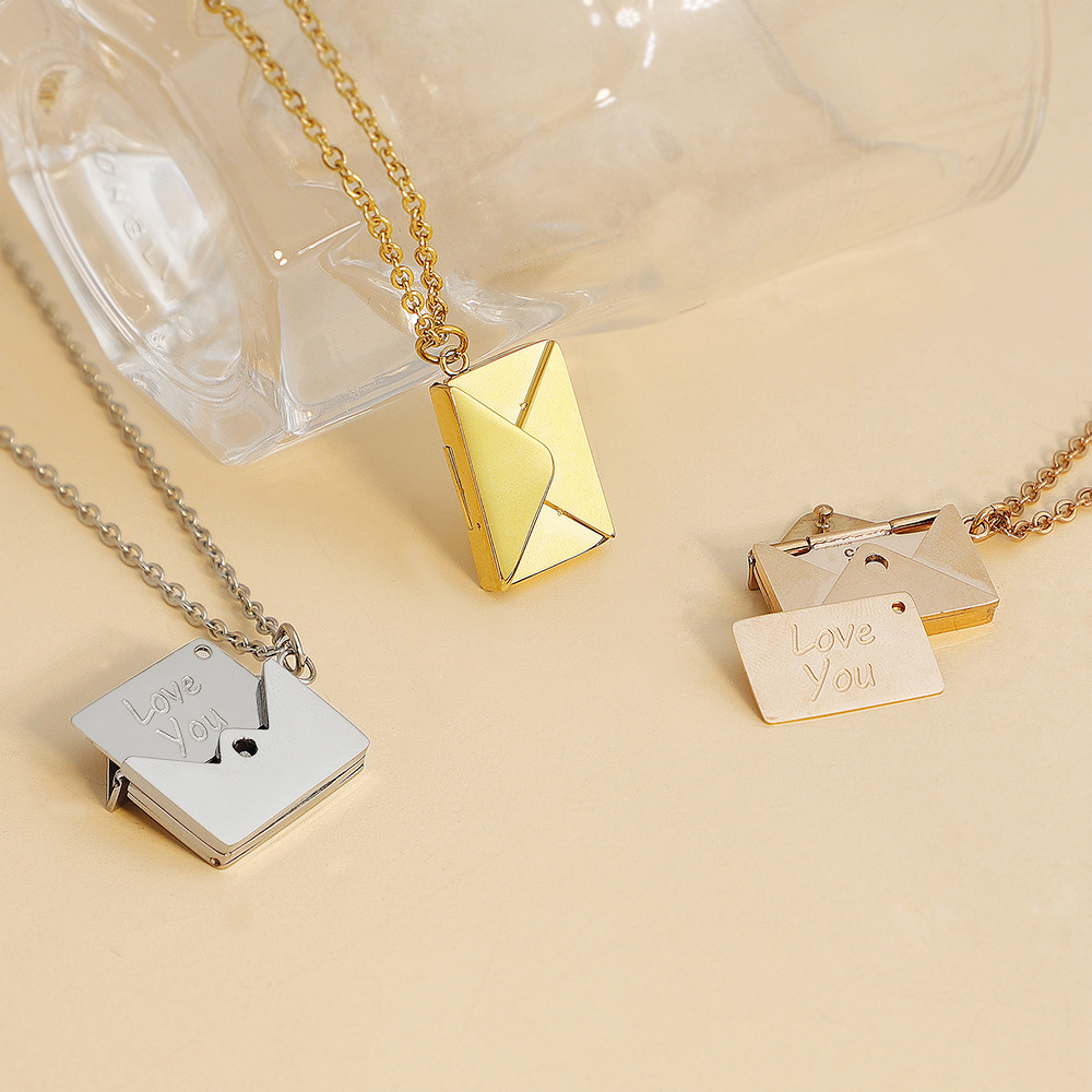 Envelope Locket Necklace with Secret Message