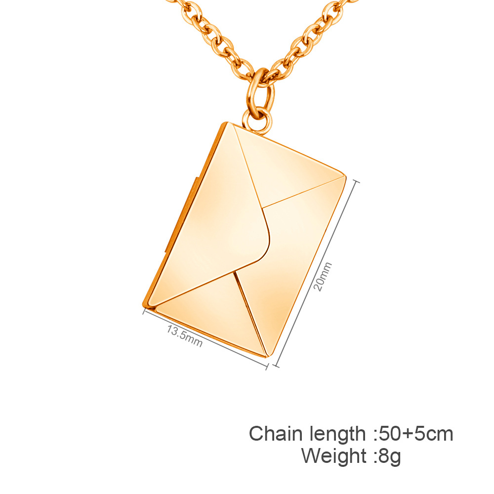 Envelope Locket Necklace with Secret Message