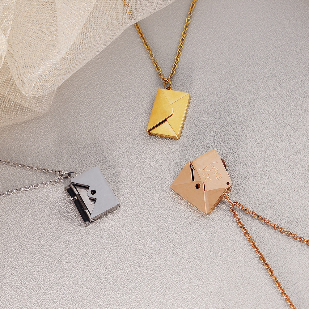 Envelope Locket Necklace with Secret Message