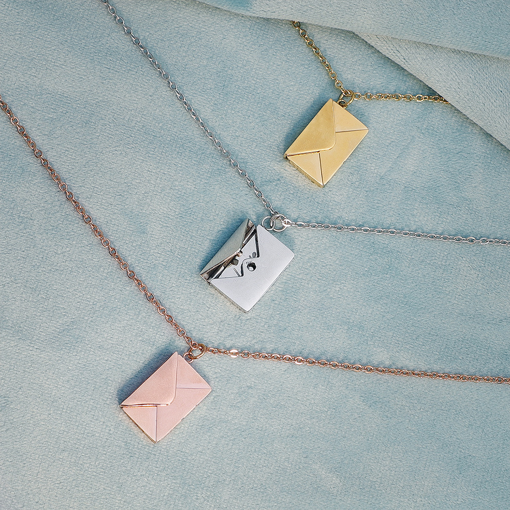 Envelope Locket Necklace with Secret Message