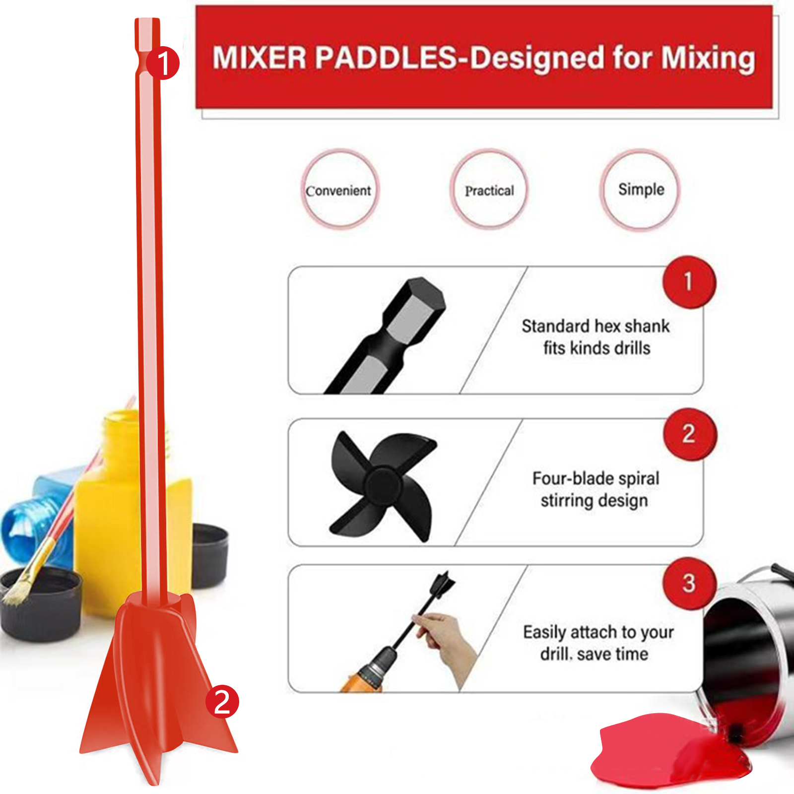 Epoxy Mixing Stick Paint Stirring Rod Putty Cement Paint Mixer Attachment With Drill Chuck For Epoxy Resin Latex Oil Epoxy Mixing Stick Paint Stirring Rod Putty Cement Paint Mixer Attachment With Drill Chuck For Epoxy Resin Latex Oil