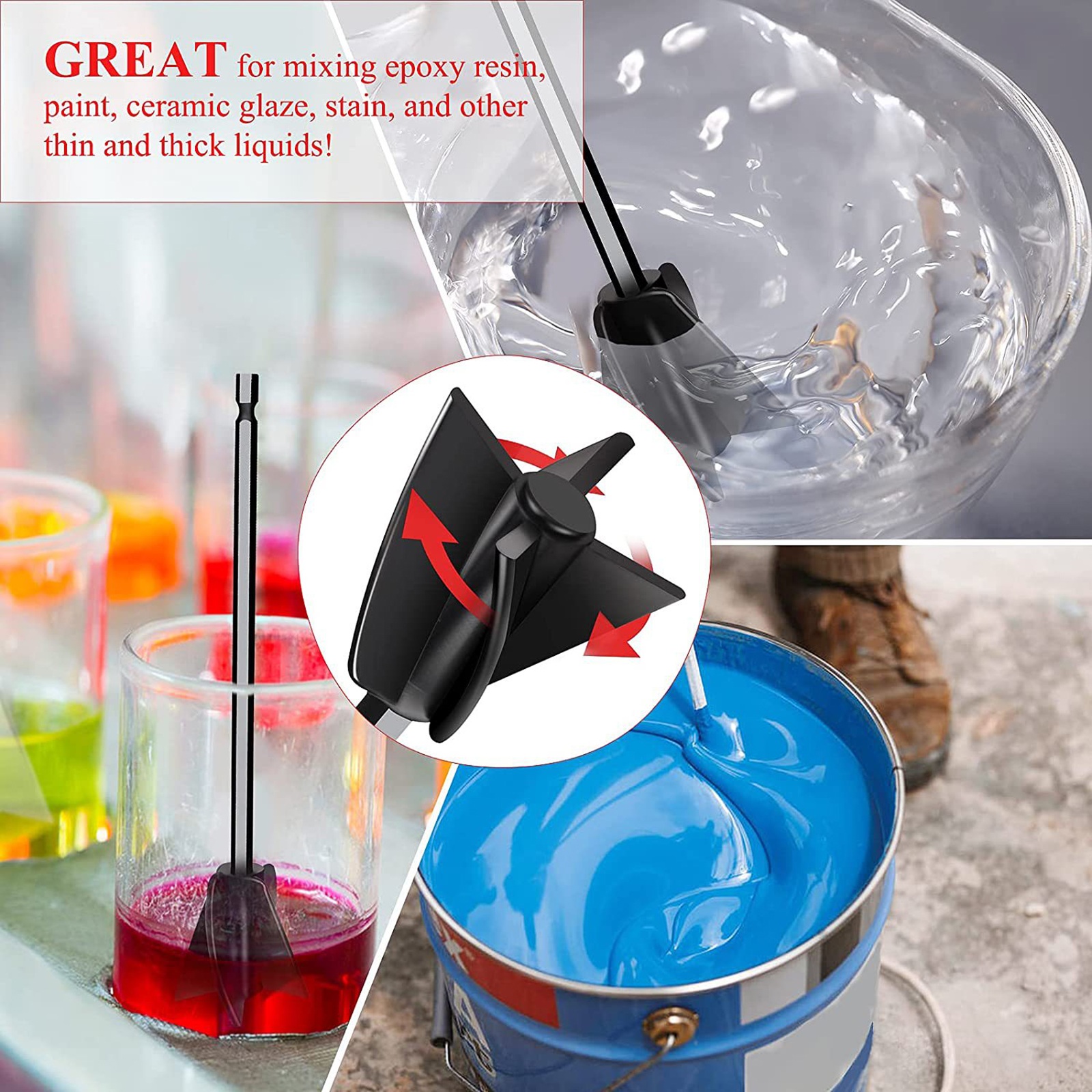 Epoxy Mixing Stick Paint Stirring Rod Putty Cement Paint Mixer Attachment With Drill Chuck For Epoxy Resin Latex Oil Epoxy Mixing Stick Paint Stirring Rod Putty Cement Paint Mixer Attachment With Drill Chuck For Epoxy Resin Latex Oil