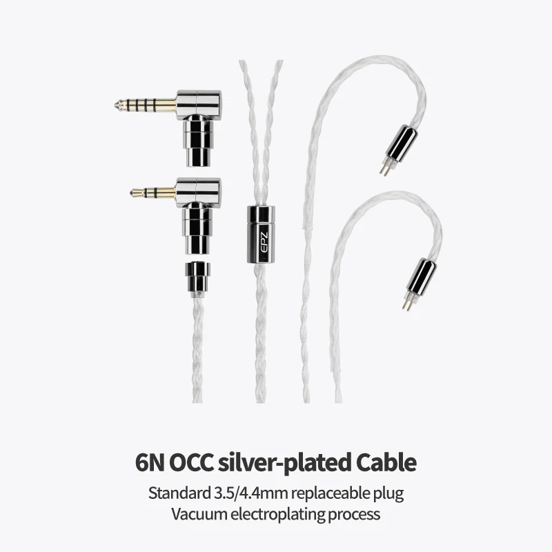 EPZ P50 1DD+2BA+2Planar Hybrid Drivers HiFi IEM 3.5/4.4 L-Shaped Replaceable Plug 6N Single Crystal Copper