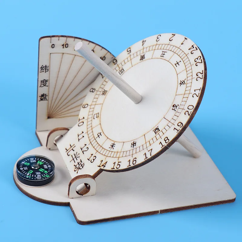 Equatorial Sundial Clock Wooden Building Scientific Model DIY Teaching Aid Educational Toys For Kids Desk Accessories Equatorial Sundial Clock Wooden Building Scientific Model DIY Teaching Aid Educational Toys For Kids Desk Accessories