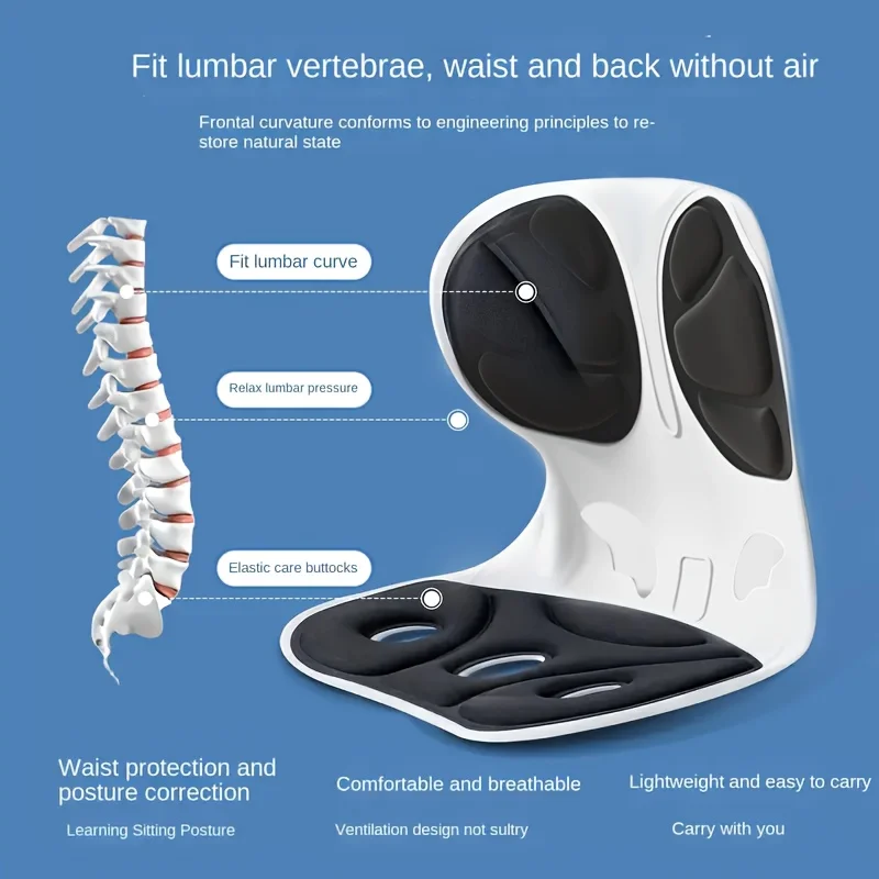 Ergonomic Posture Correction Seat Cushion with Lumbar Support and Adjustable Lumbar Cushion ,enhancing Seat Comfort