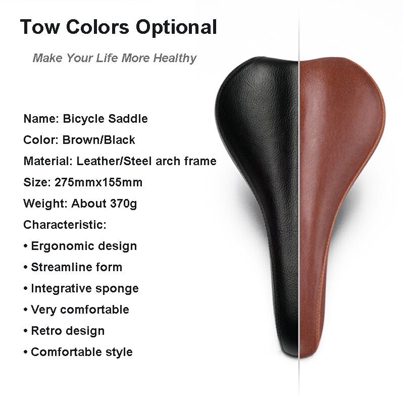 Ergonomic Retro Leather Bike Saddle