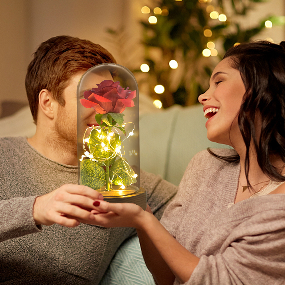Eternal Rose in Glass Dome with Lights Eternal Rose in Glass Dome with Lights