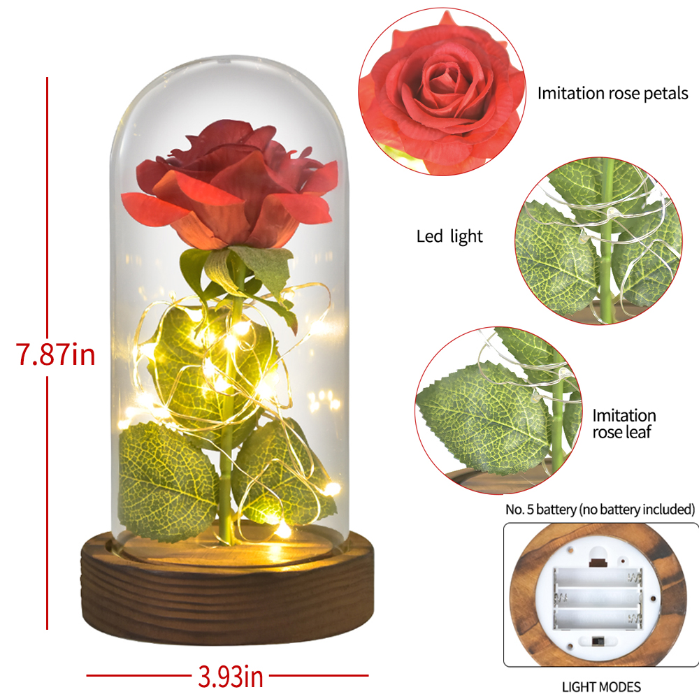 Eternal Rose in Glass Dome with Lights Eternal Rose in Glass Dome with Lights