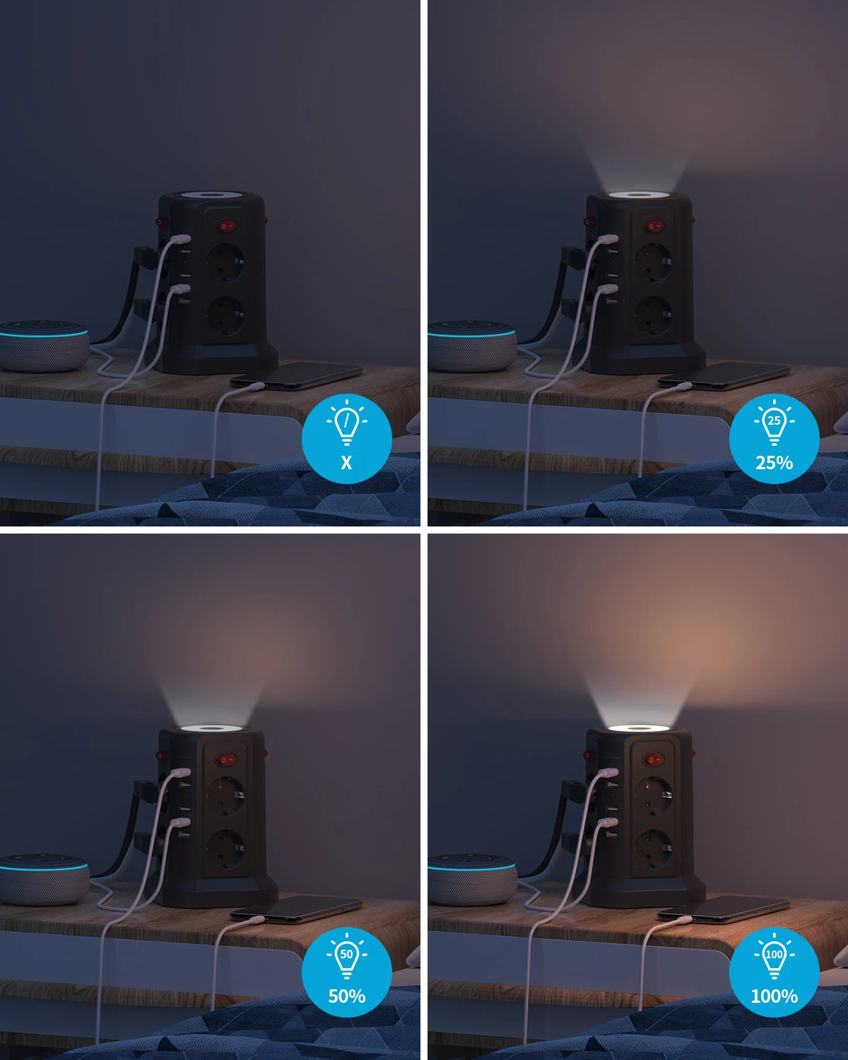 EU 8-Position Multifunctional Socket Tower with 5 USB Ports, Independent Control Switch Design for Home Office Plug-in EU 8-Position Multifunctional Socket Tower with 5 USB Ports, Independent Control Switch Design for Home Office Plug-in