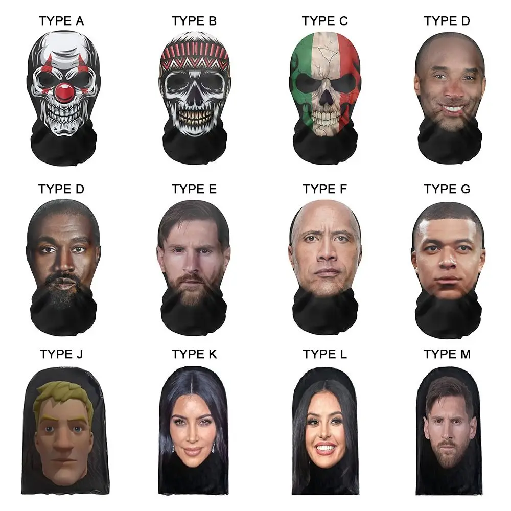 European American Skull Eagle Wolf Full Face Mask Kobe James Mock Hat unisex 3D Bandana Face Cover Head Scarf Headband